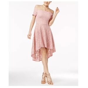 Prom Party Dress, Juniors' Off Shoulder Fit & Flare High Low